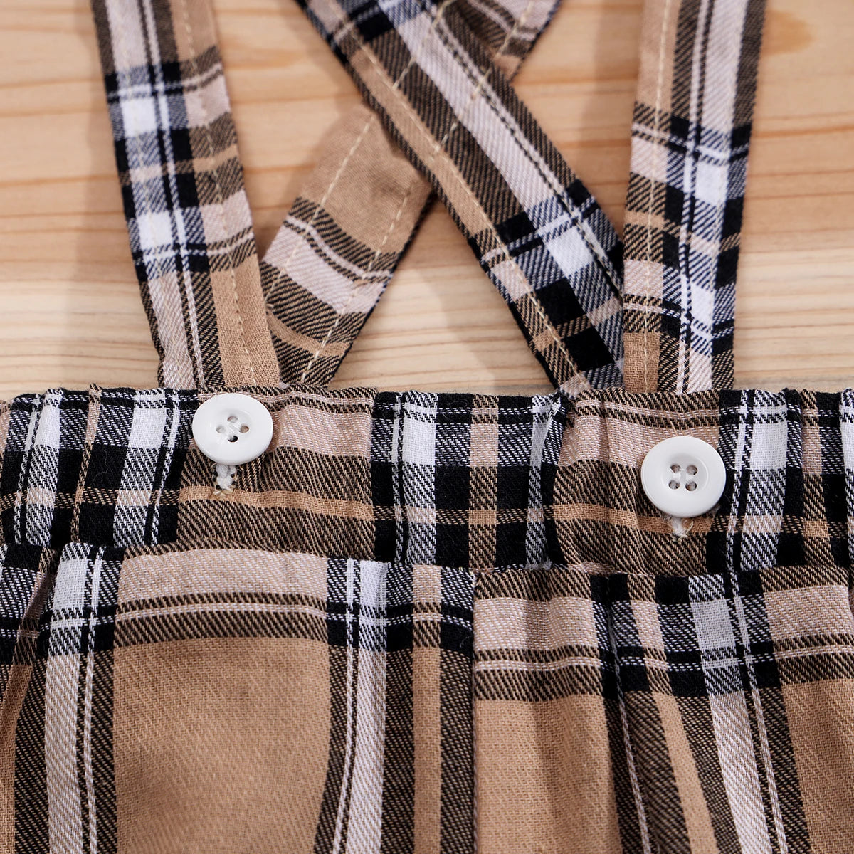 2PCS IURNXB Baby Clothes Sets Short Sleeve Boys Infant Plaid Bear Bodysuit+Suspenders Trousers Set Overall Newborn Outfits 1-18M