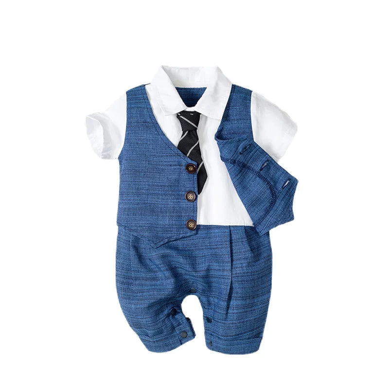 Boy Set Tie Clothes Newborn Romper with Hat Striped Overalls for Baby Clothes Gentleman Jumpsuit 3 6 9 12 18 24 Months