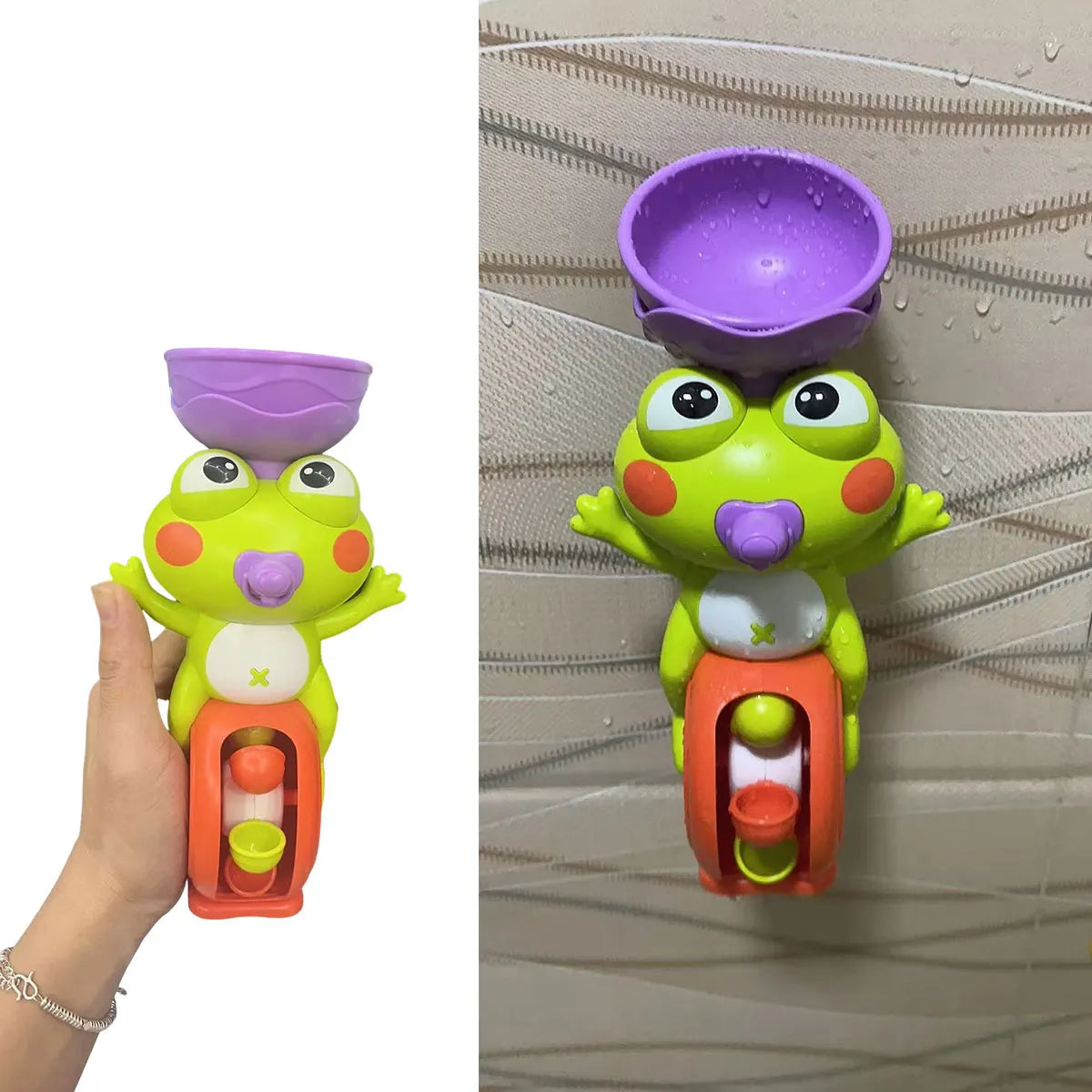 New Frog/ Bird Waterwheel Bath Toy for Children Kid Water Play Game in Shower Montessori Gift Spinner with Suction Cup Bathroom