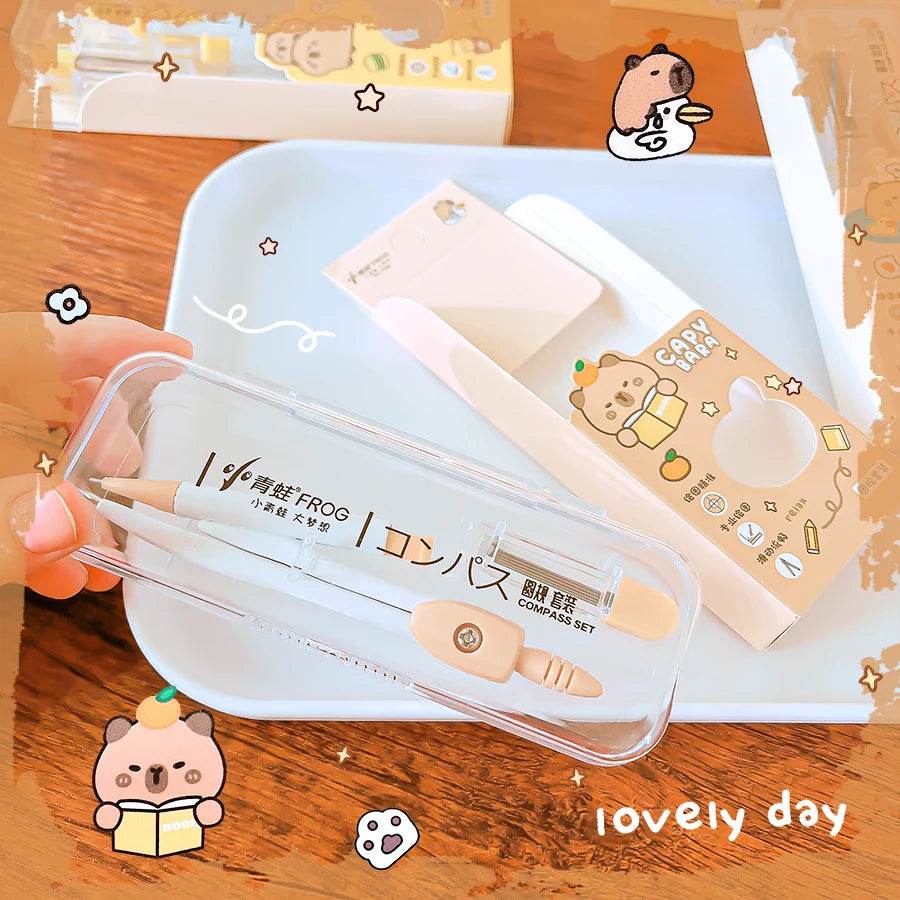 school caliper School supplies Study geometria school compass drawing tool cute capybara professional compass children - AIAZ
