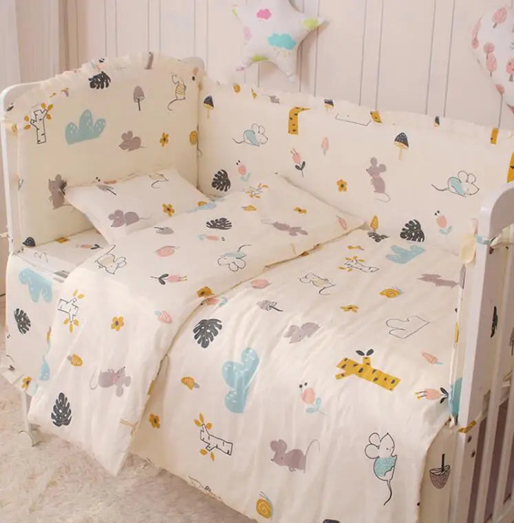 6/9pcs Elephant Baby Bedding Set Cotton Bedroom Decor Baby Girl Boy Crib Bed Linens Bed Bumper 120*60/120*70cm