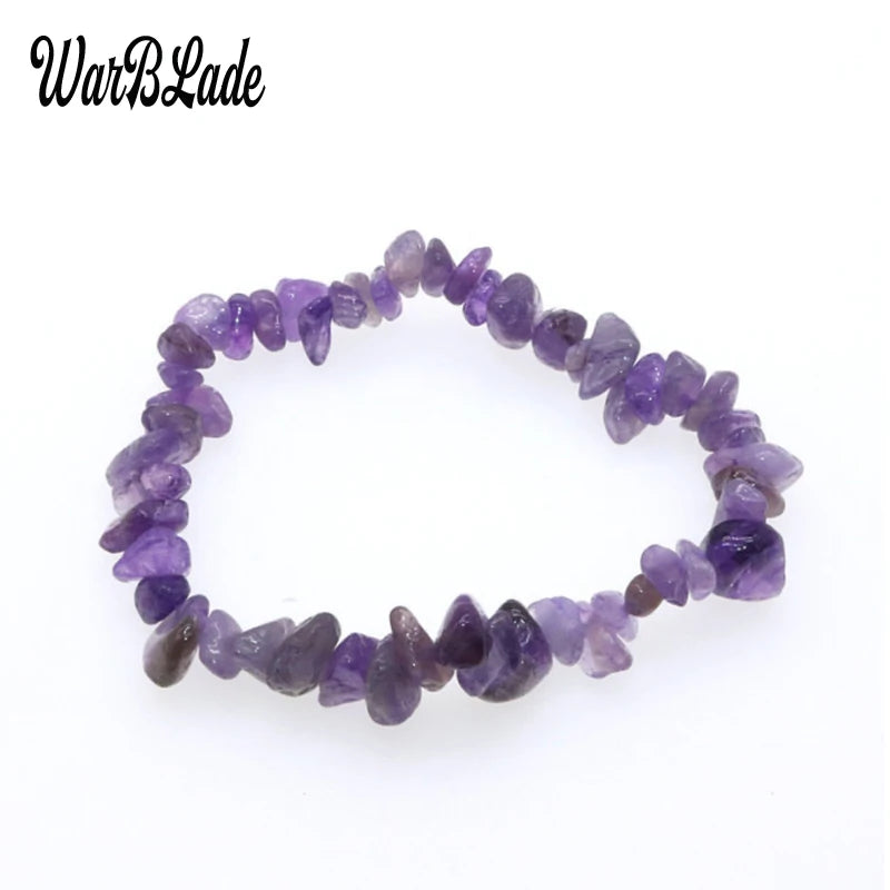 New Women Bracelets Bangles Natural Gem Stone Bracelet Irregular Stretch Chip Beads Nuggets Bracelets Bangles Crystal Wristband