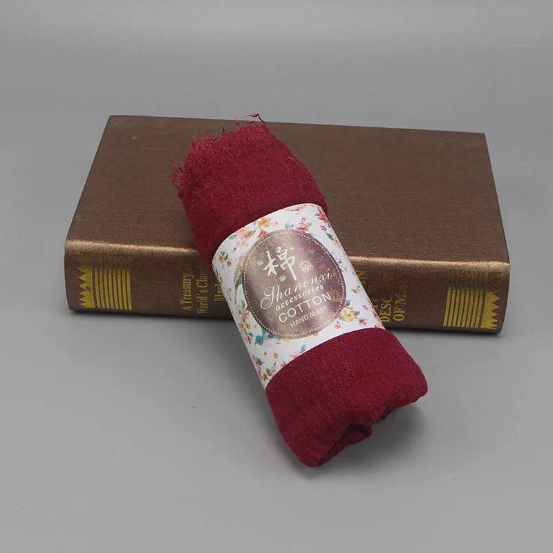 Muslim Hijab For Women Crinkle Hijab Scarf Soft Cotton Solid Color Islamic Bandana Eid Muslim Turban - AIAZ