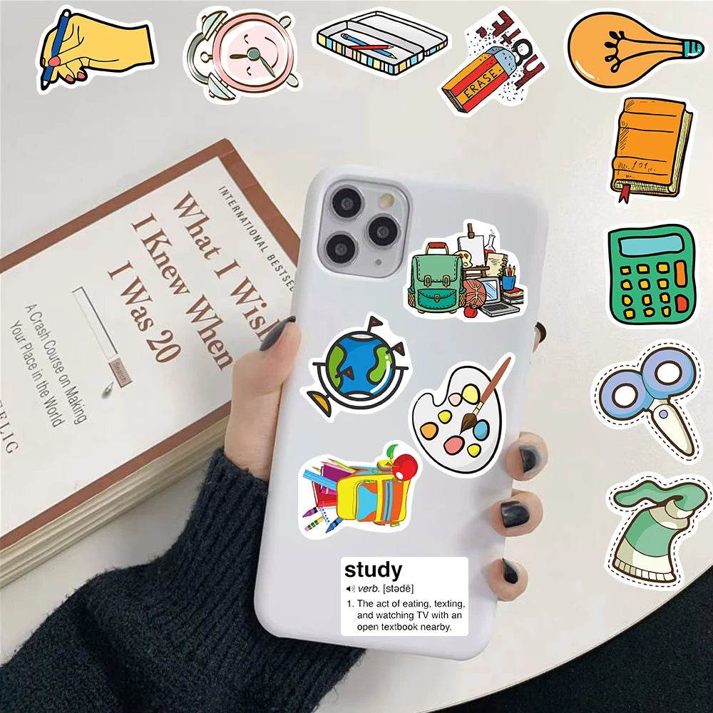 50PCS School Supplies Stickers Nostalgia Cartoon Scrapbook Home Waterproof Living DIY Room Phone Wall Skateboard Water Sticker - AIAZ