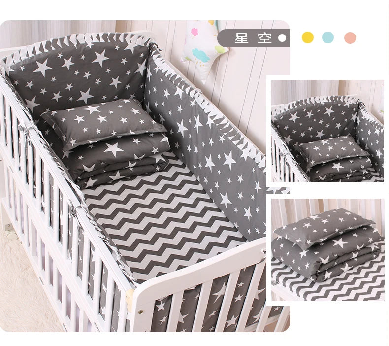 6/9pcs Elephant Baby Bedding Set Cotton Bedroom Decor Baby Girl Boy Crib Bed Linens Bed Bumper 120*60/120*70cm