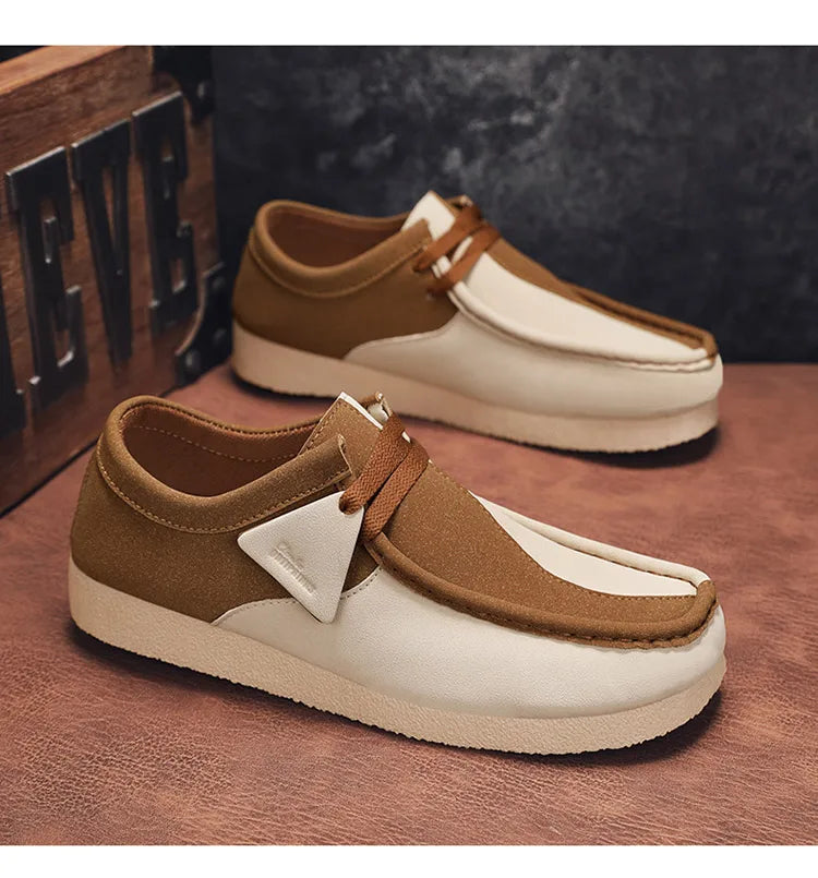 Fashion Khaki Casual Shoes For Men Suede Leather Loafers Men Platform Slip-on Men's Driving Shoes Lightweight Leisure Men Shoes