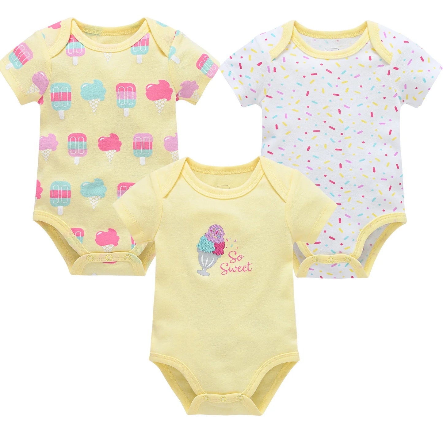 3 Pcs/set Baby Girls Rompers Unicorn Cute Print Girls Bodysuit Pink Summer Short Sleeve Jumpsuit 100% Cotton Soft Baby Clothes