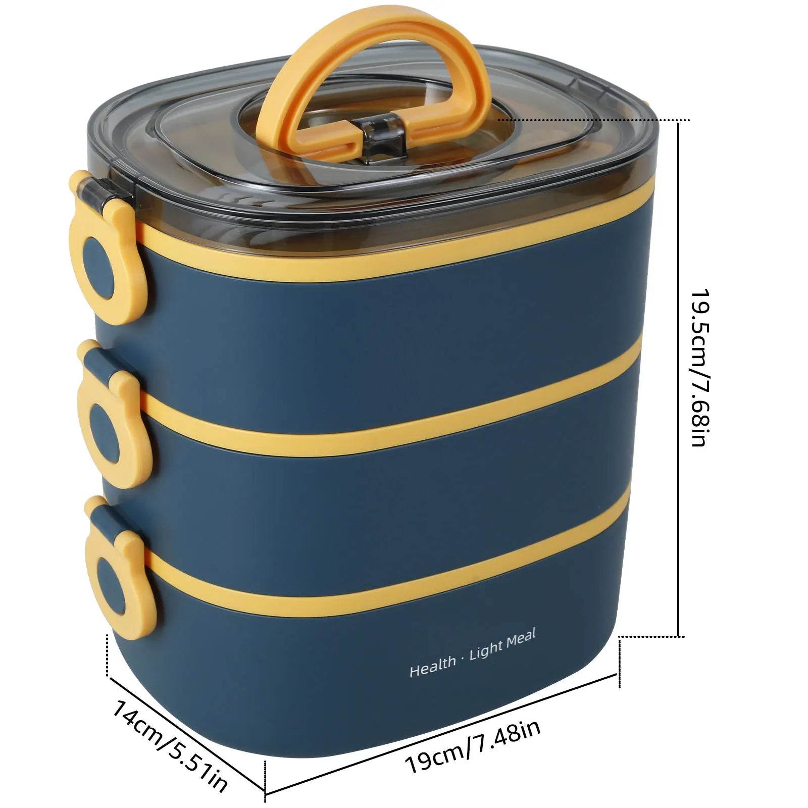 Lunch Box 2000ML 3-Tier Stackable Bento Case Sealed Leak-proof Meal Box Microwave Safe Portable Students Workers Food Container - AIAZ