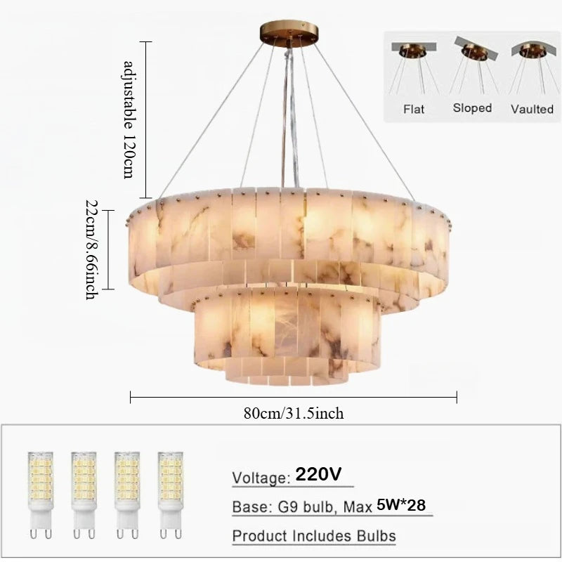 Rectangle Alabaster Chandelier for Living Room Bathroom Dining Room Decor Kitchen Foyer Adjustable Modern Marble Pendant Light