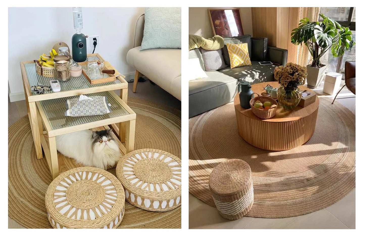 Living Room Carpet Home Decoration Natural Jute Hand Woven Bedroom Rug Fashion Minimalism Wear-resistant Durable Breathable Mat