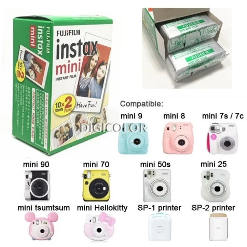 Fujifilm Instax Mini Film White Edge 3 inch Paper for Fuji Instant Film Camera Mini 12 11 9 8 40 70 90 Link 2 EVO 10-100 Sheets
