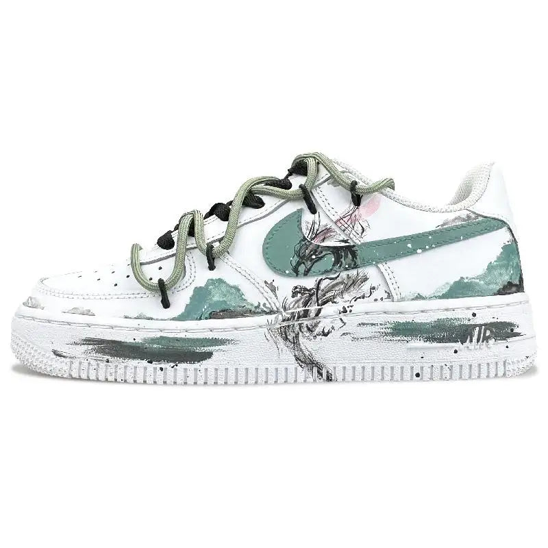 【Customize】Nike Air Force 1 Skateboarding Shoes Men Low-top White/green/black/cyan Sneakers shoes CW2288-111