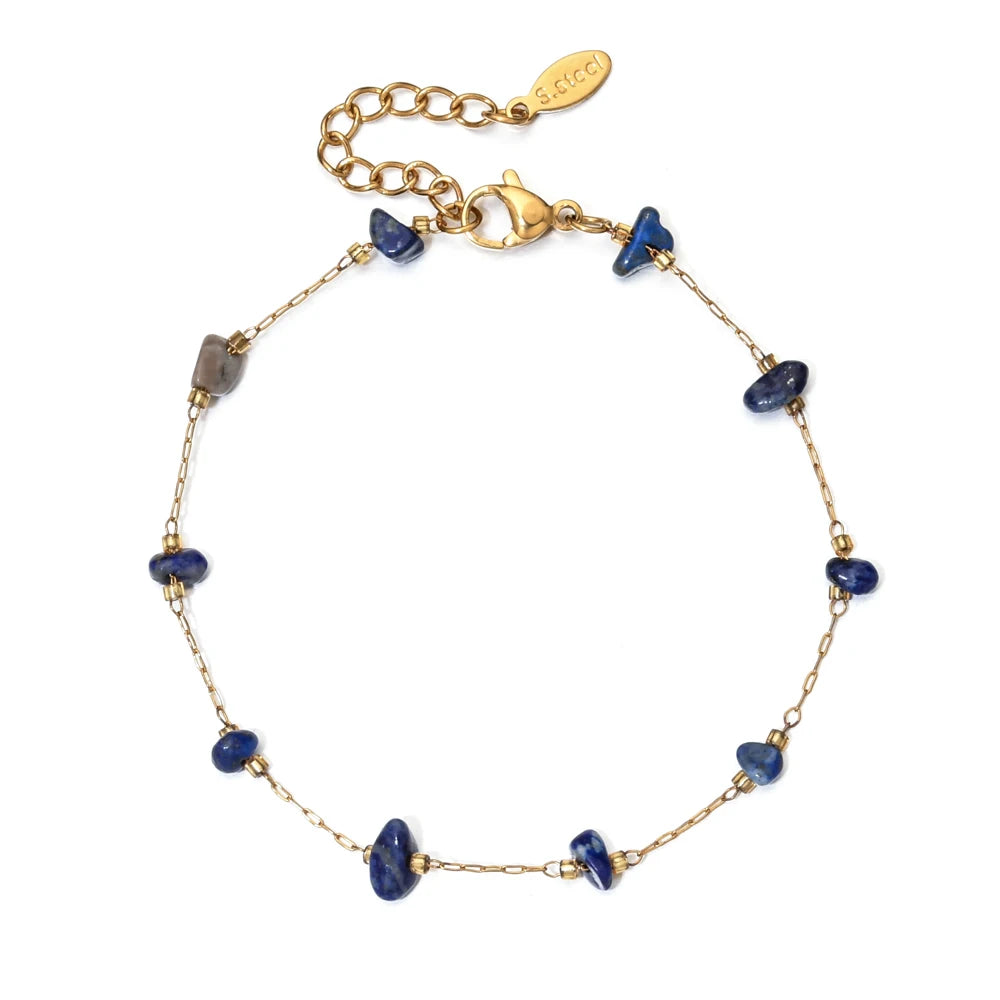 Irregular Natural Stone Stainless Steel Chain For Women Gilrs Gold Color Bracelet Femme Summer Jewelry Gift Adjustable for Women