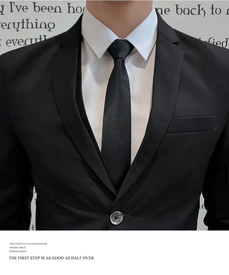 Suit (Blazer+ Vest + Pants) Men's Business Gentleman Fashion Slim Work Solid Color Plus Size Fair Dress Wedding Best Man Suit - AIAZ