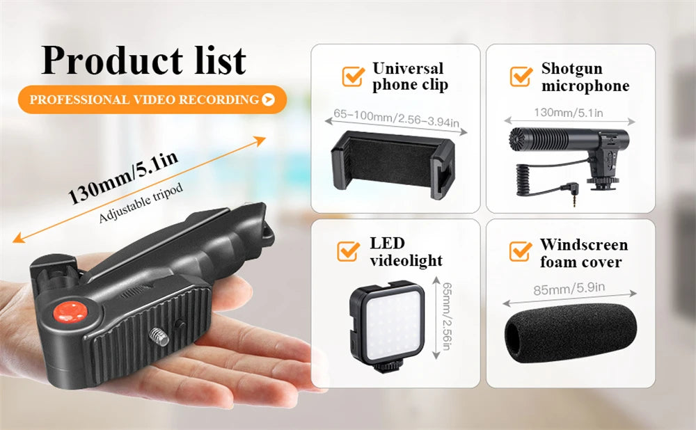 Portable Vlogging Kit Video Making Equipment with Tripod Bluetooth Control for SLR Camera Smartphone Youtube Photography