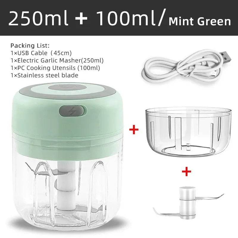100ML/250ML Mini Electric Garlic Chopper USB Meat Grinder Garlic Masher Machine Sturdy Durable Crushed Ginger Vegetable Crusher - AIAZ