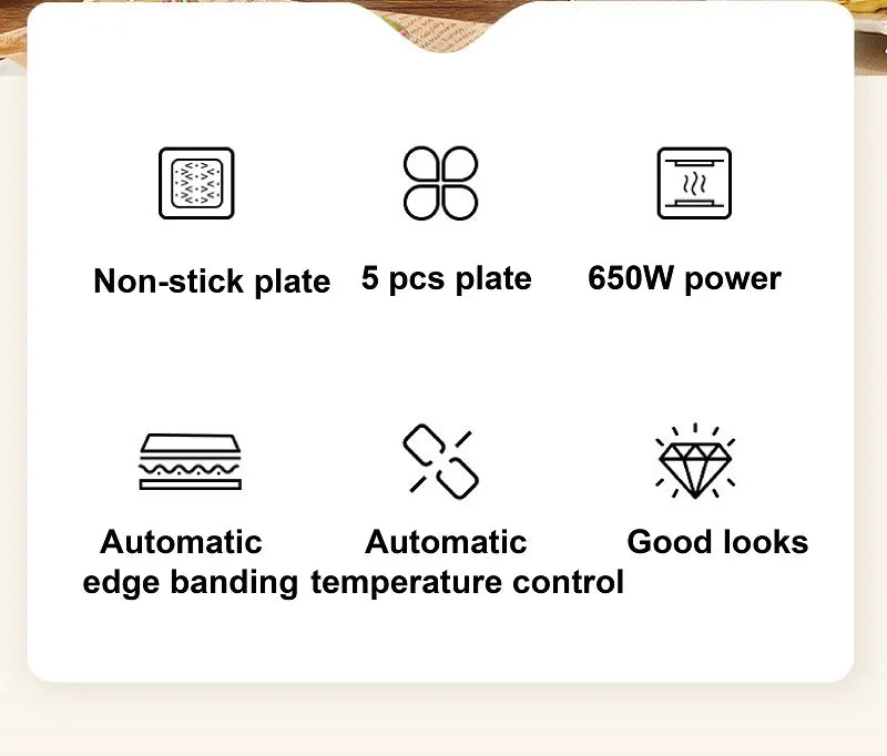 600W Electric Sandwich Machine Waffle Maker Home Toaster Multifunctional Breakfast Machine Takoyaki Pancake Donut Toast Press