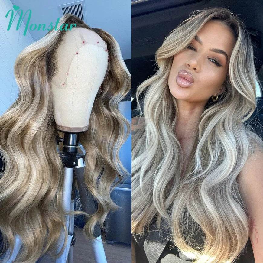 Ash Blonde Wig Highlight 13x6 Hd Lace Frontal Wigs Straight Vietnamese Raw Hair Wig 613 Blonde Colored Human Hair Wigs For Women - AIAZ
