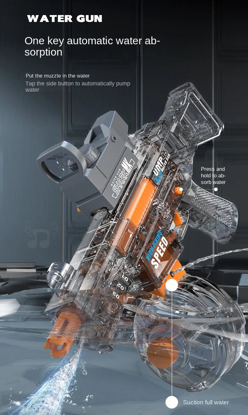 Water Guns Electric For Adults Powerful Squirt Automatic Water Suction Water Blasters Summer Outdoor Beach Toy For Kids Gift