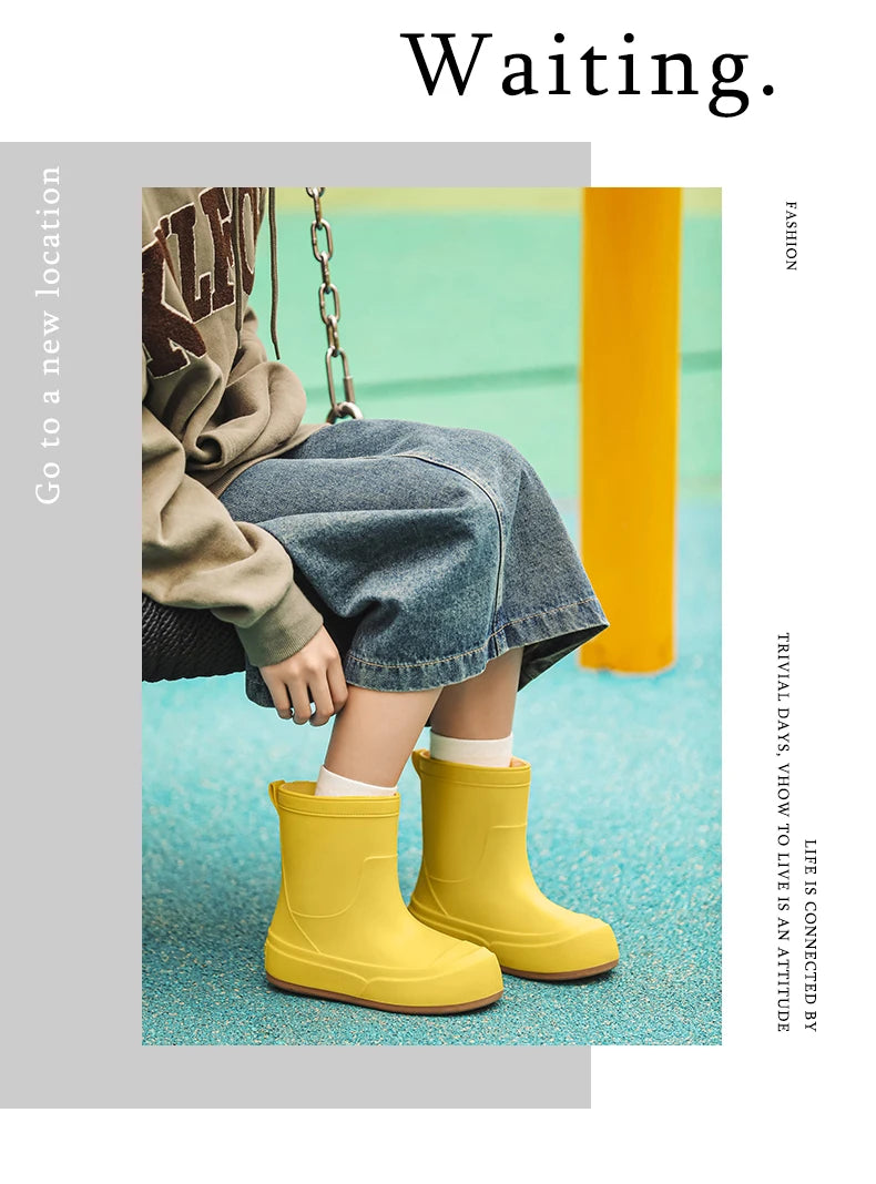 Cute Parent-Child Rain Boots Women's Anti-Slip Waterproof oes Four Seasons Universal Slip-Resistant Rubber Boots