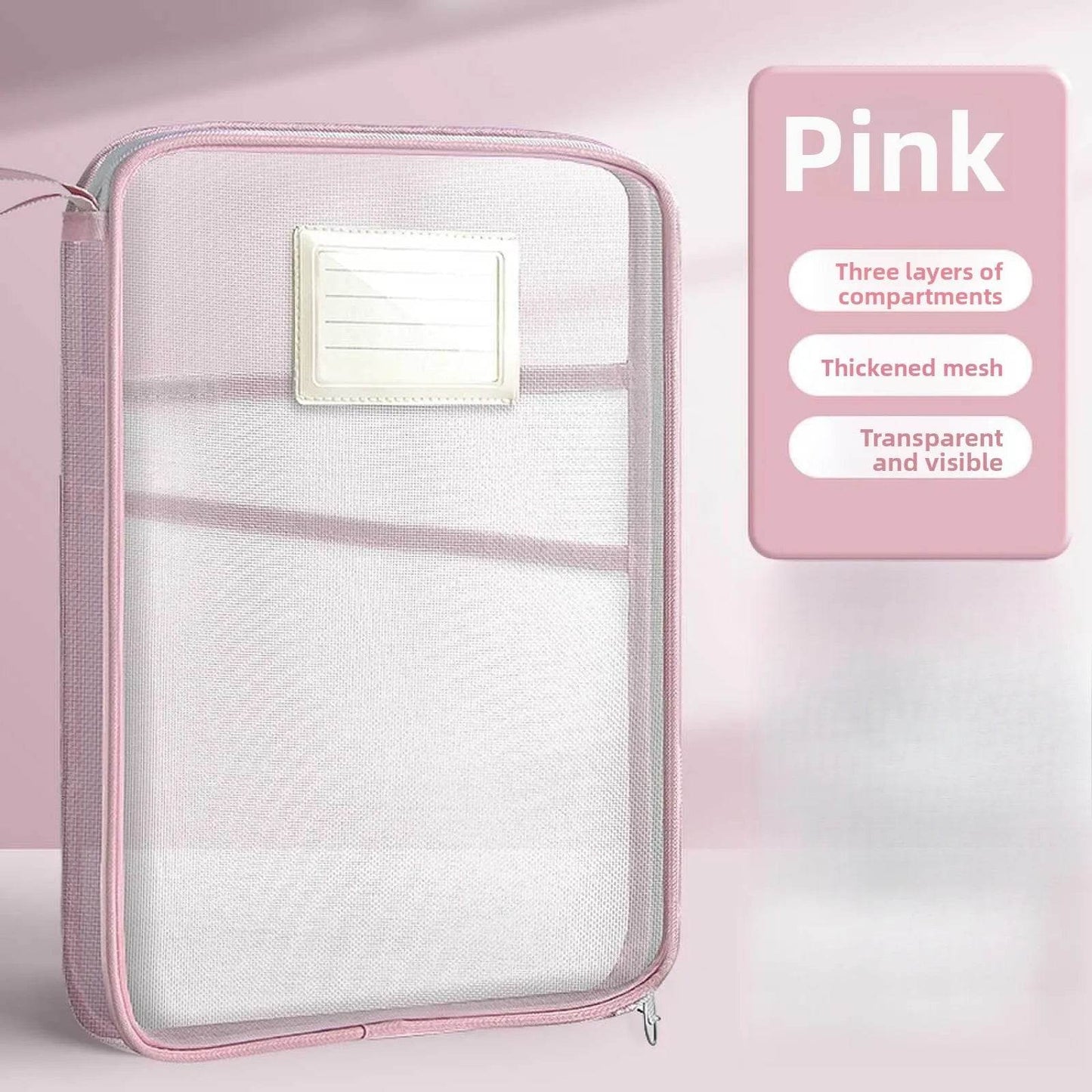 A4 Book Bag for School Double Layer Mesh Organizer Large Capacity Student Essentials Textbooks Folders Storage School Supplies - AIAZ