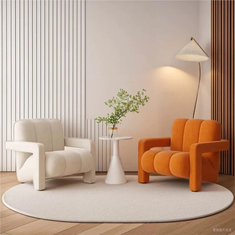 Cream Style Single Lounge Chair Light Luxury Sofa Designer Wool Living Room Reception Single Chair