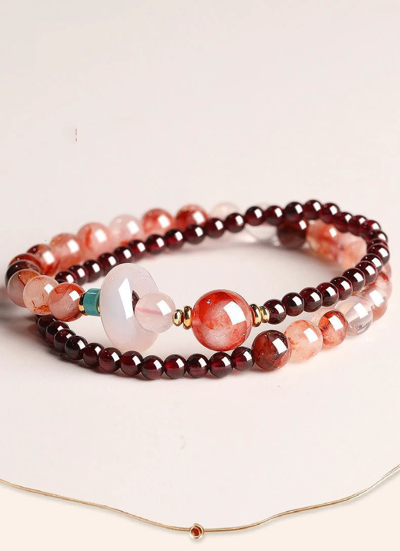 FORWELL Natural Stone Crystal Beads Semi Precious Women's Bracelet Amethyst Multi Layered Combination Bracelets Luxury Gift