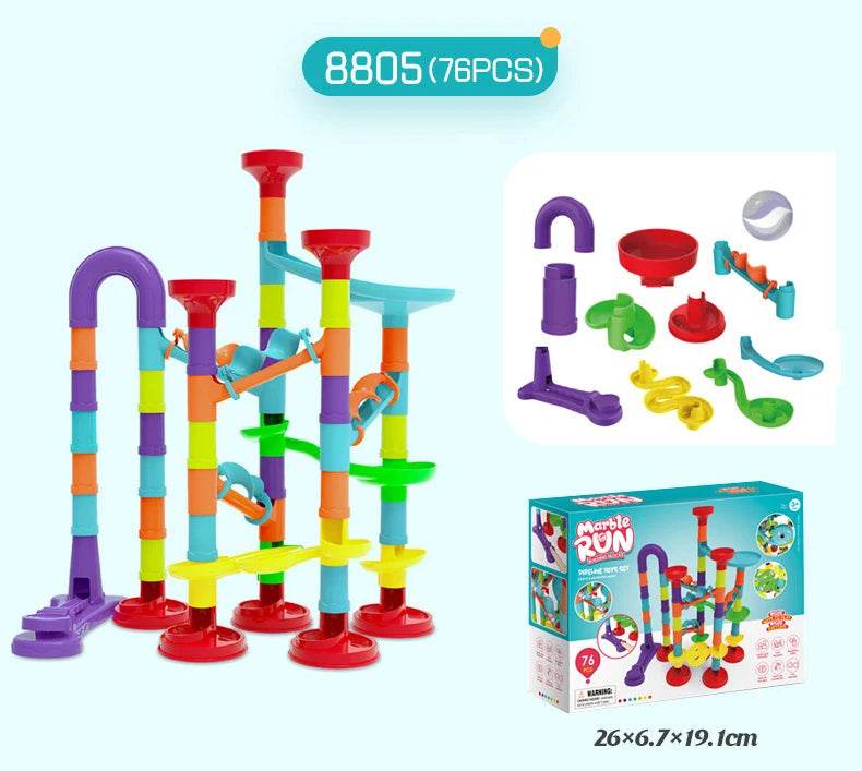 Marbles Run Catapult Track Building Blocks Slide Beads Educational Toys Children Gift Race Balls Toy Marble Track Race Set - AIAZ