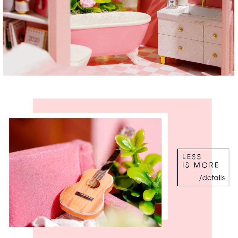 Doll House Kit 3D Wooden Mini DollHouse Assembly Building with Furniture Kit Toys Children's Birthday Gift 3D Puzzle Handmade - AIAZ