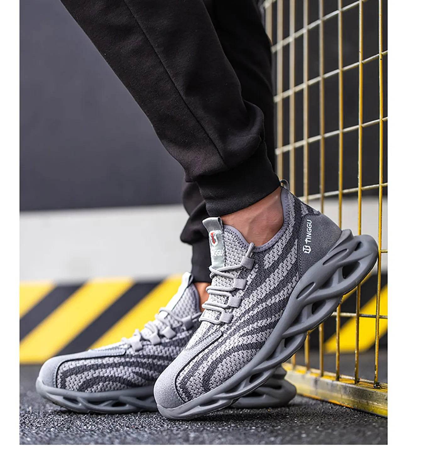 Men's safety shoes are anti impact, anti puncture, soft, comfortable, breathable, anti slip, and wear-resistant work shoes - AIAZ