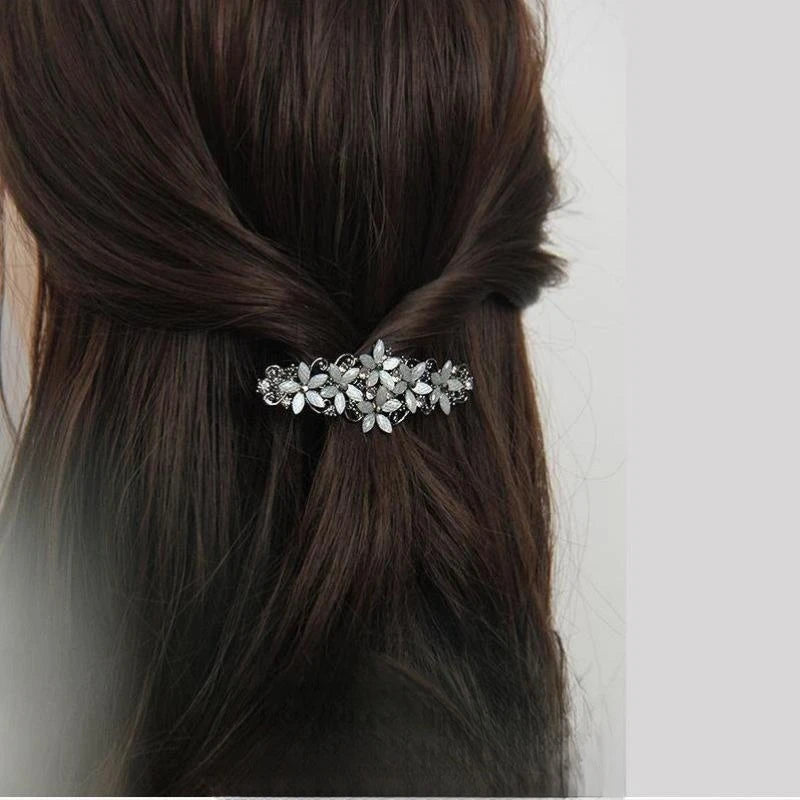 The new Korean version of the crystal flower spring hairpin elegant rhinestone wild ponytail hairpin women's hair accessories