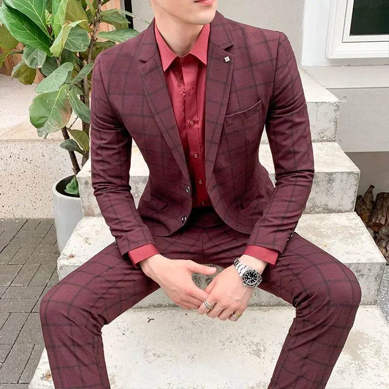 2025 Suit (Blazer+ Pants) Men's Fashion Hosts British Style Work Business Wedding Casual Art Style Elegant Gentleman Suit M-5XL - AIAZ
