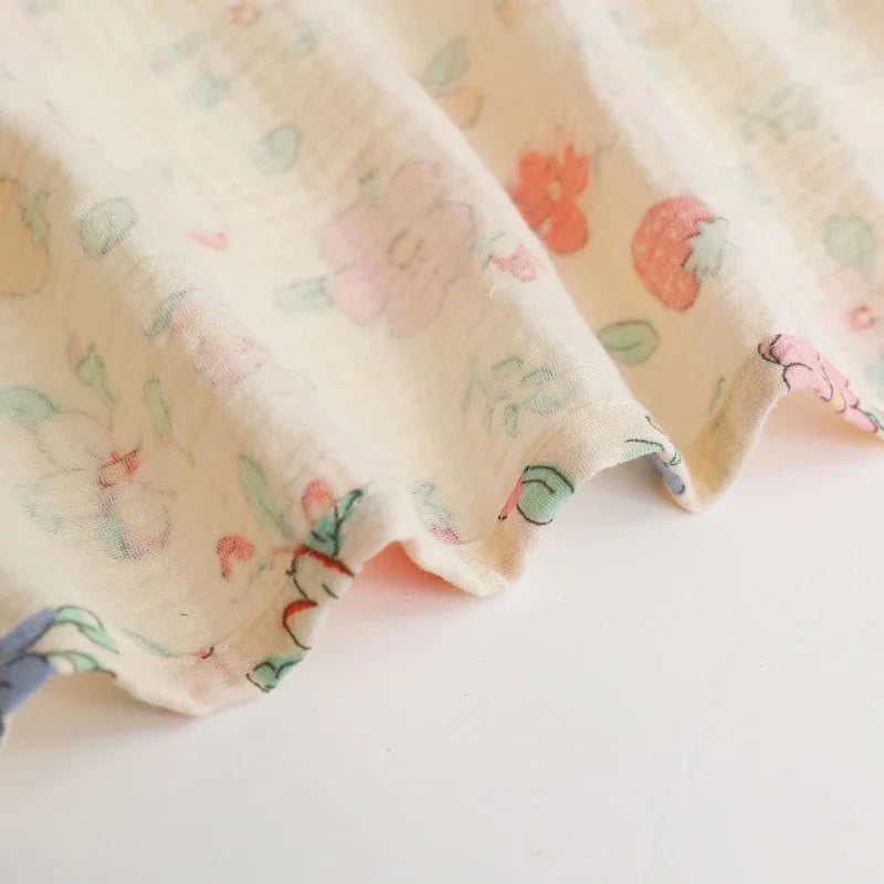 Baby Cotton Muslin Swaddle Blanket Floral/Animal Print Stroller Blanket Infant Diaper Newborn Receiving Blanket