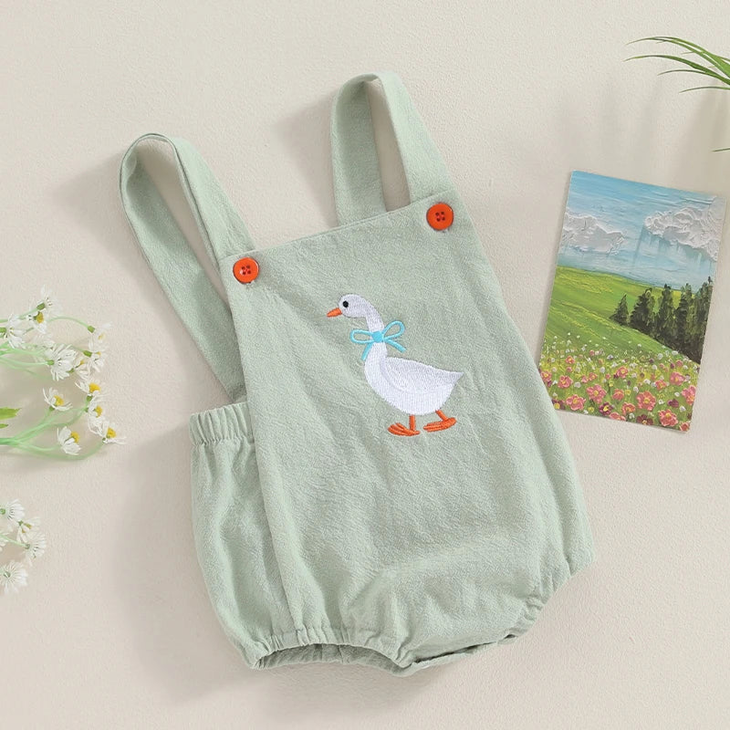 Citgeett Summer Infant Baby Girl Sleeveless Bodysuit Print Suspender Jumpsuit Cute Casual Clothes