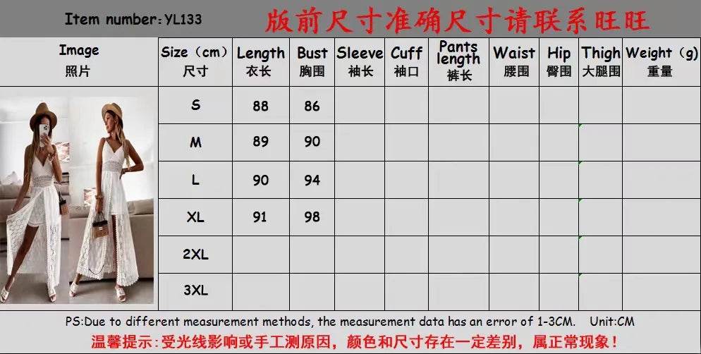 Women's Dress White Hollow Out Cotton Sundress Lace Sleeveless Long Splicing Summer Party Elegant Evening Woman Skirt Clothing - AIAZ