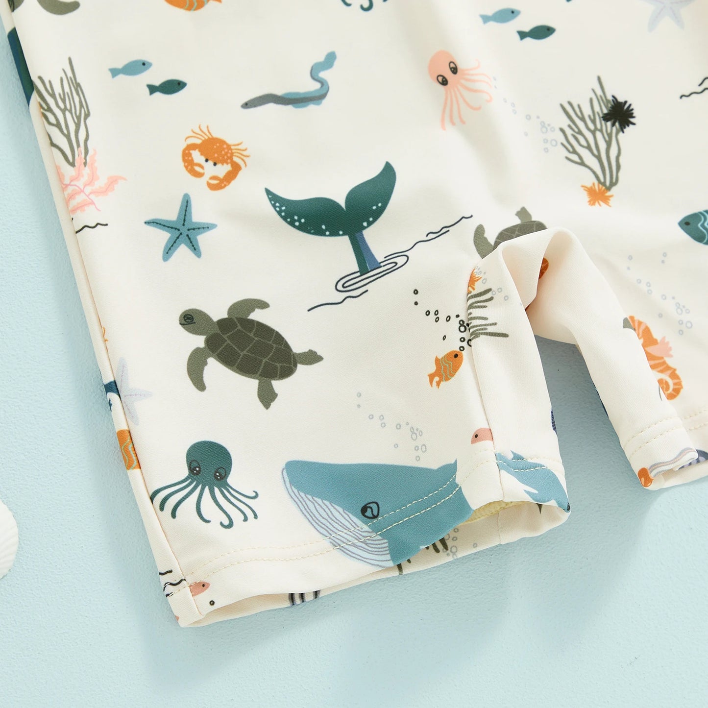 Infant Baby Boys Swimsuit Sun Protection Bathing Suit Toddler Short Sleeve Animal Print Zipper Swimwear + Hat Children Beachwear