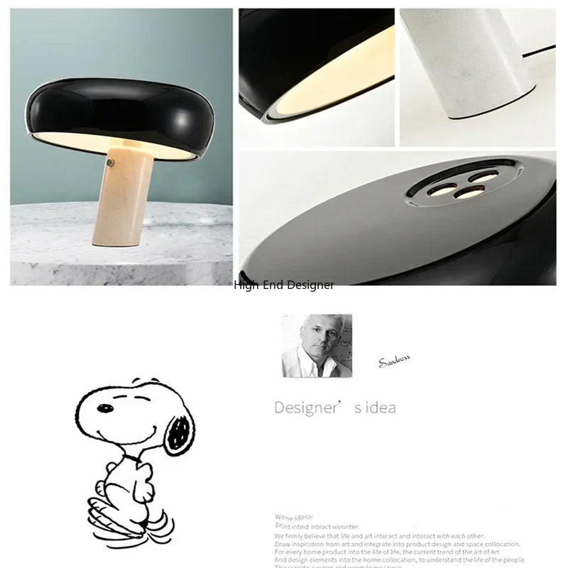 Italian Luxury Designer Mushroom Marble Desk Lamp Modern Children's Study LED Table Lamps Living Room Bedroom Decorative Lights