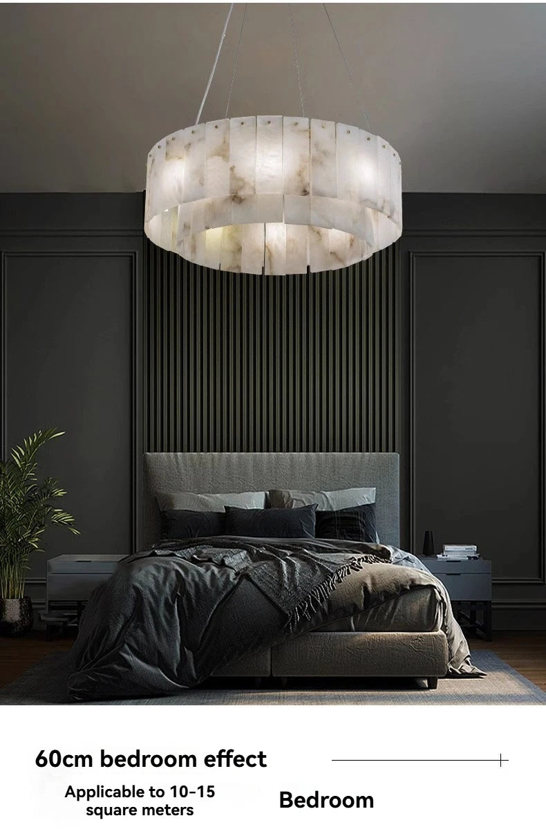 Natural Marble Brass Pendant Light Luxury Nordic Gold Chandelier for Living Room Dining Room Bedroom Bar Study Lighting Fixture
