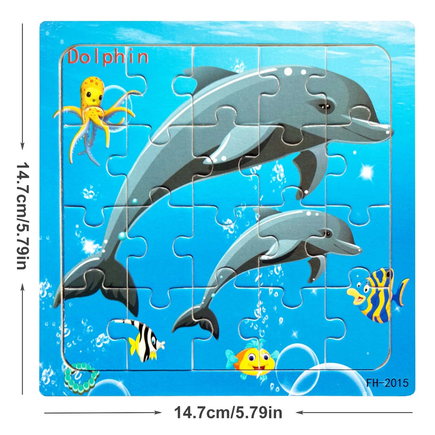 1pc 14.7cm/5.79in Wooden Jigsaw Puzzle Transportation Vehicle Marine Animal Style Puzzles Game Kids Educational Toy for Children