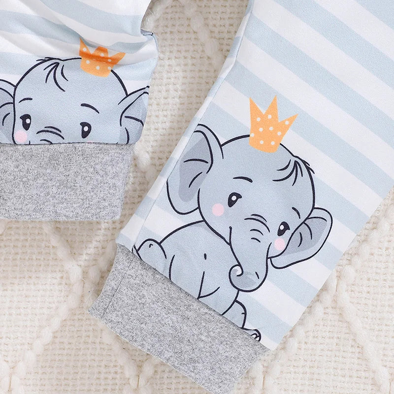 Citgeett Autumn Infant Baby Boys Girls Fall Outfits Long Sleeve Print Romper + Pants + Hat Set Spring Clothes