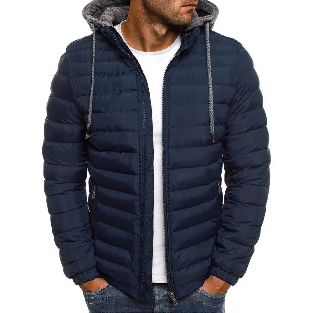 2025 Autumn Winter New Men Down Cotton Windbreak CoatMale Solid Warm Zip Up Hoodie Coats casual Sports men thick jacket - AIAZ