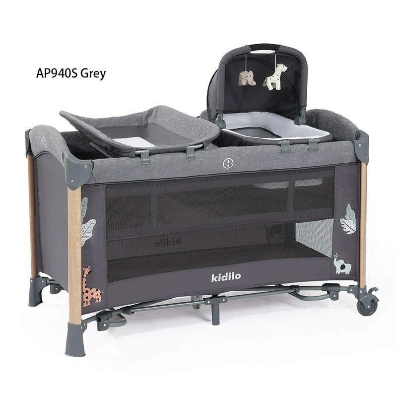 Crib Multifunctional Children's Bed Portable Foldable Newborn Splicing Queen Bed