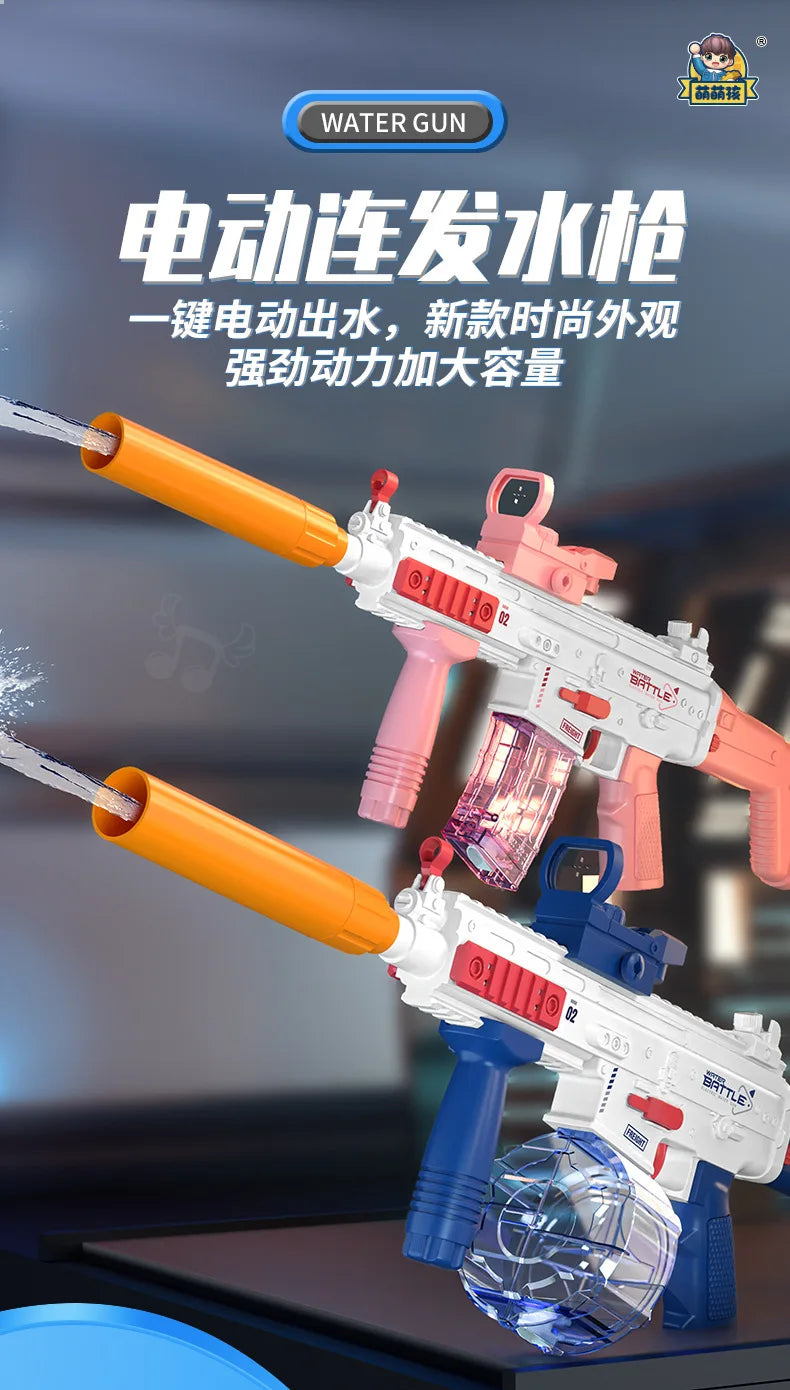 New Uzi Water Gun Electric Pistol Shooting Game Toys Cannon Summer Outdoor Waters Fights Beach Children's Toy Boys Gifts