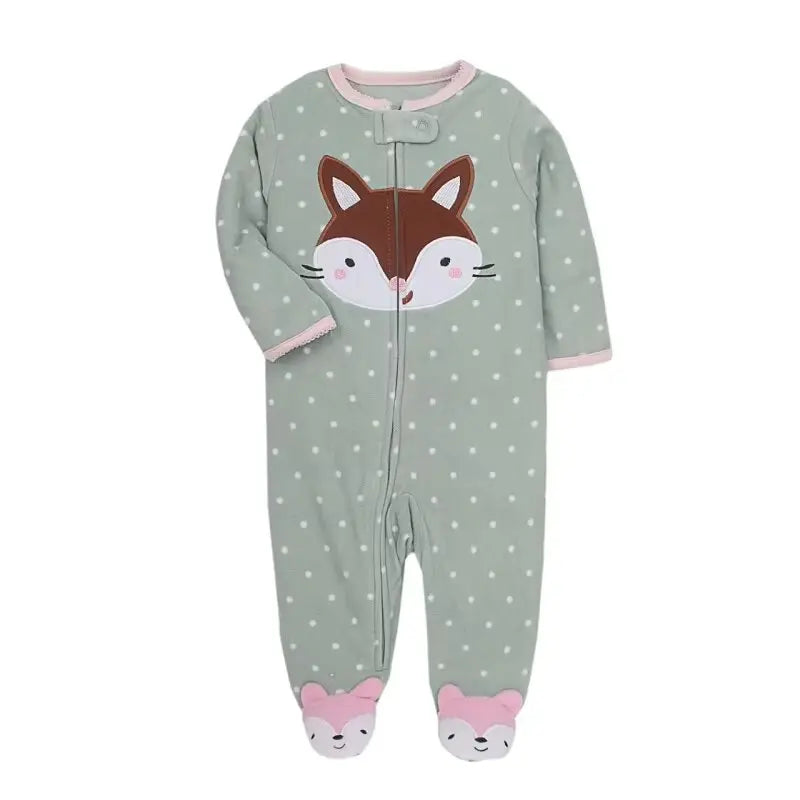 Winter Baby Boy Girl Rompers Clothes Zipper Fleece Autumn Warm Newborn Infants Pajamas Outfit Animal Jumpsuit Clothing 0 -12 M