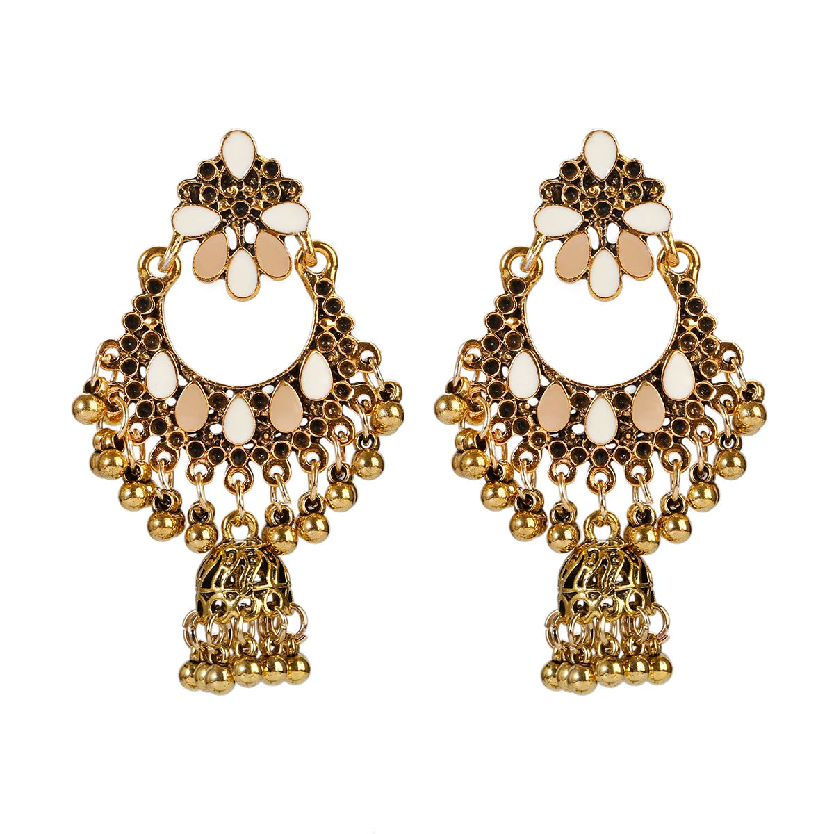 Boho Afghan Ethnic Drop Earrings For Women Pendient Gold Color Gyspy Silver Color Bell Ladies Indian Earring Jewelry