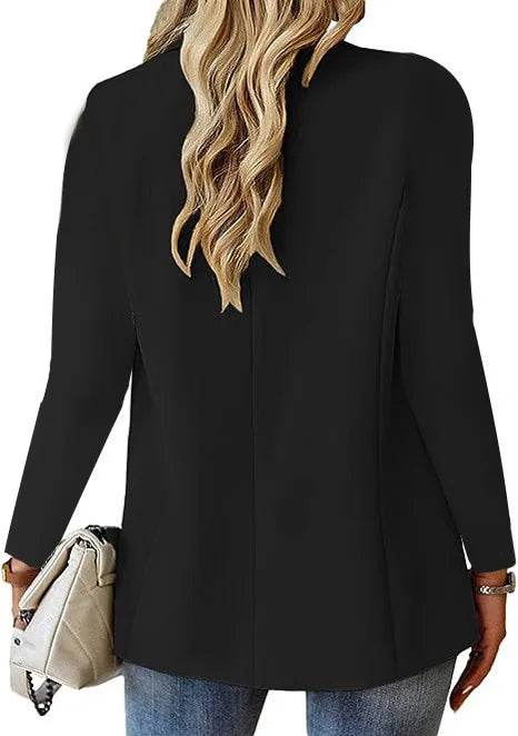 Women's Oversized Blazer Jacket Business Suit Coat Lapel Long Sleeve Solid Button Casual Elegant Coat Trendy Loose Outwear - AIAZ