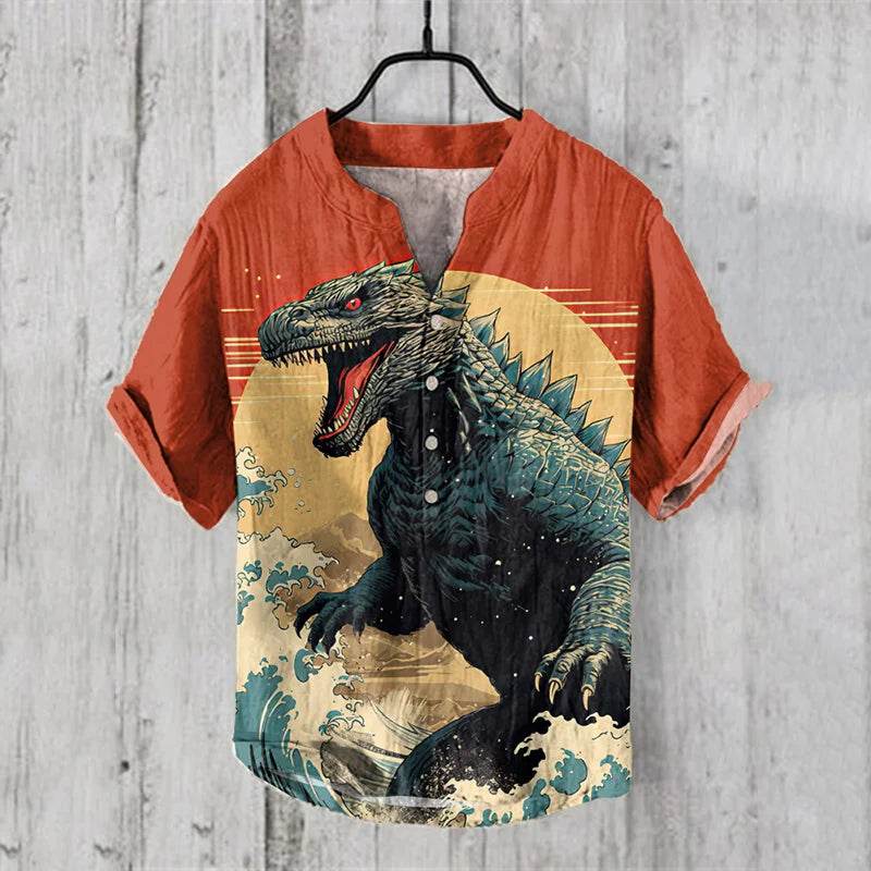 Men Clothes Offer Henry Shirt Mens Clothing Vintage Clothes Tops Short Sleeve Men's Clothing T-shirts Casual Comfortable Summer - AIAZ
