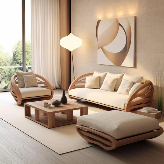 Minimalistic Wooden Sofa Stools Recliners Modern 3 Seater Lazy Living Room Couch Lounge Mini China Sofas Camas Furniture