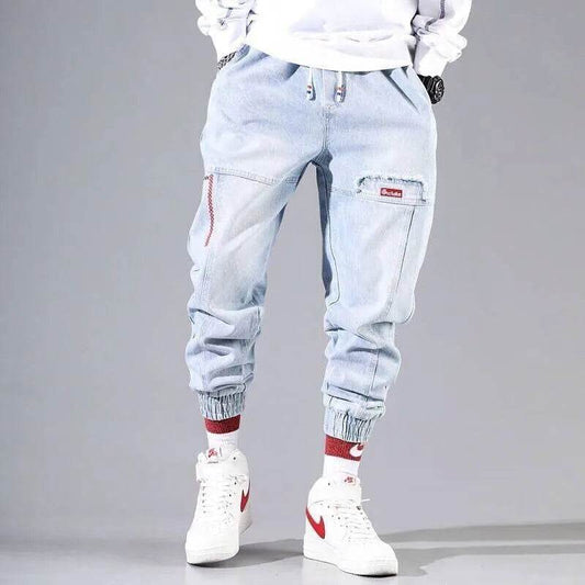 2025 New Streetwear Hip Hop Cargo Pants Men's Jeans Elastic Harun Joggers In Autumn and Spring Men ClothIng - AIAZ