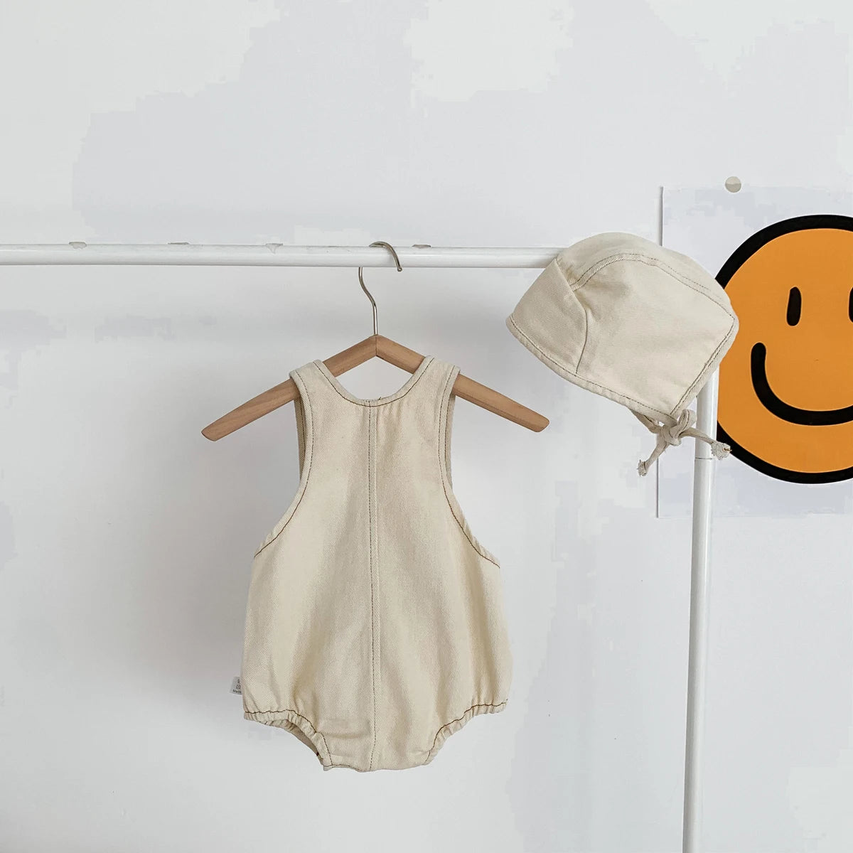 Baby Clothes Denim Sling Romper Infant Onesie Newborn One-piece 0-3 Years Old Complimentary Hat